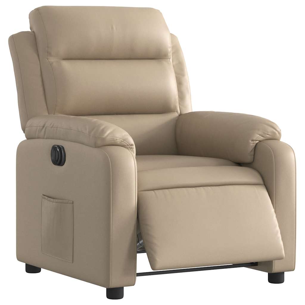 Fauteuil verstelbaar elektrisch kunstleer cappuccinokleurig is nu te koop bij PeponiXL, paradijselijk wonen!