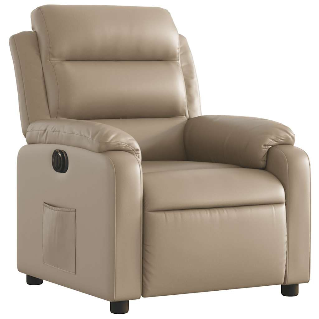 Fauteuil verstelbaar elektrisch kunstleer cappuccinokleurig is nu te koop bij PeponiXL, paradijselijk wonen!