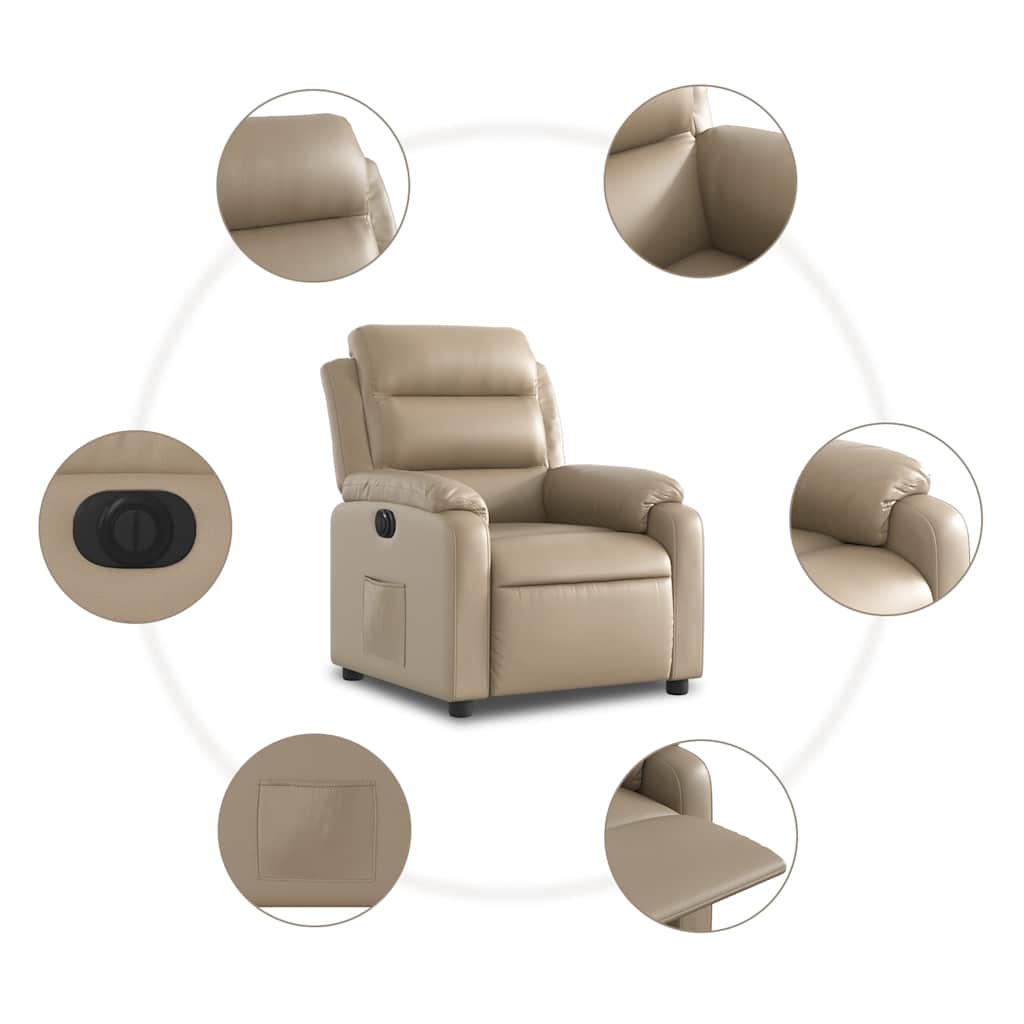 Fauteuil verstelbaar elektrisch kunstleer cappuccinokleurig is nu te koop bij PeponiXL, paradijselijk wonen!