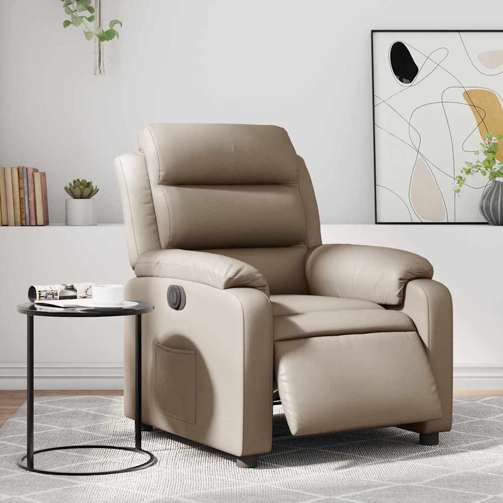 Fauteuil verstelbaar elektrisch kunstleer cappuccinokleurig is nu te koop bij PeponiXL, paradijselijk wonen!