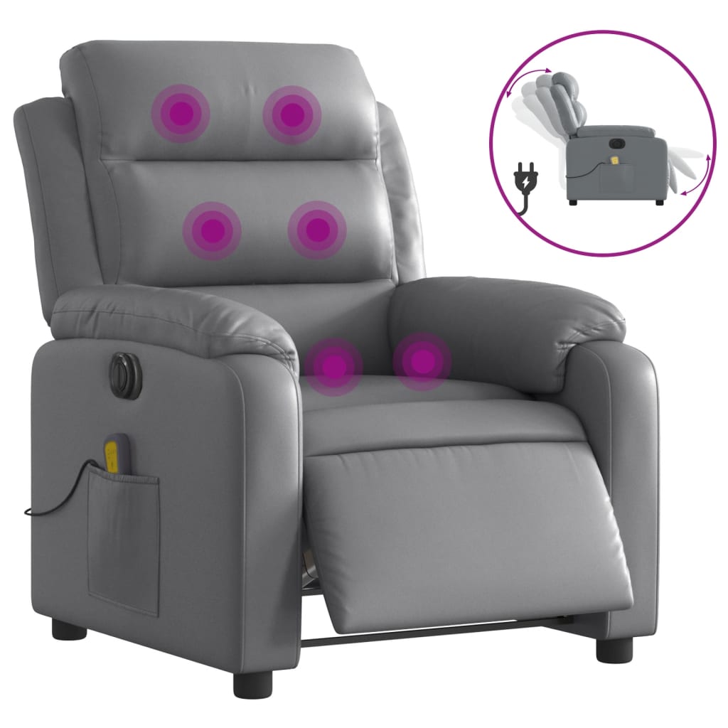 Massagestoel verstelbaar elektrisch kunstleer grijs is nu te koop bij PeponiXL, paradijselijk wonen!