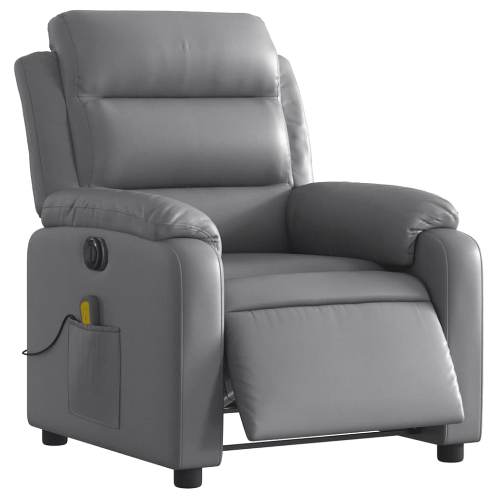 Massagestoel verstelbaar elektrisch kunstleer grijs is nu te koop bij PeponiXL, paradijselijk wonen!