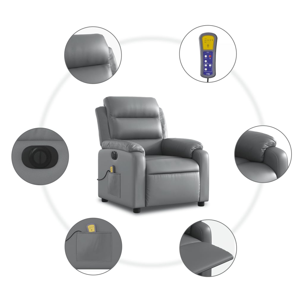 Massagestoel verstelbaar elektrisch kunstleer grijs is nu te koop bij PeponiXL, paradijselijk wonen!