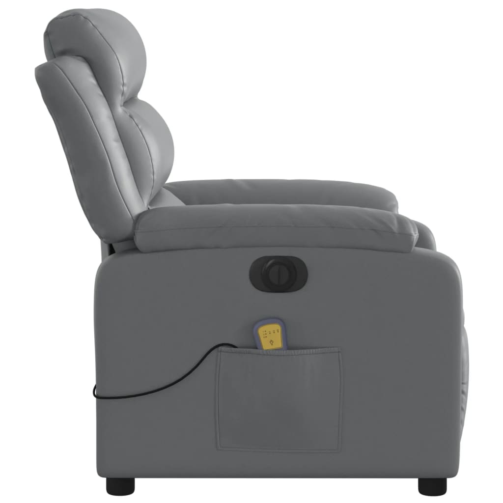 Massagestoel verstelbaar elektrisch kunstleer grijs is nu te koop bij PeponiXL, paradijselijk wonen!
