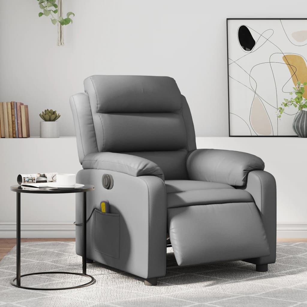 Massagestoel verstelbaar elektrisch kunstleer grijs is nu te koop bij PeponiXL, paradijselijk wonen!