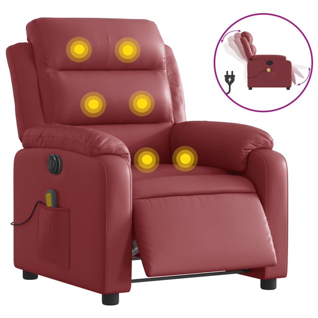 Massagestoel verstelbaar elektrisch kunstleer wijnrood is nu te koop bij PeponiXL, paradijselijk wonen!