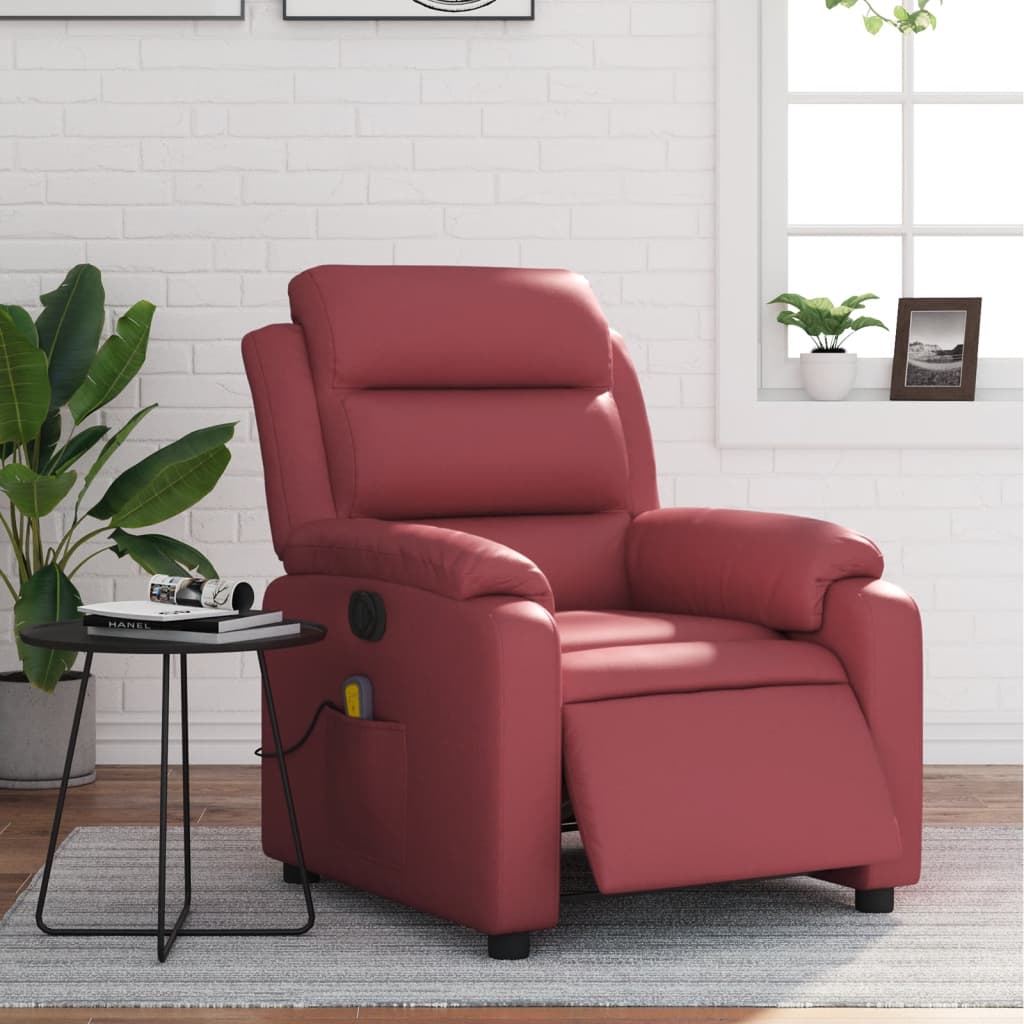 Massagestoel verstelbaar elektrisch kunstleer wijnrood is nu te koop bij PeponiXL, paradijselijk wonen!