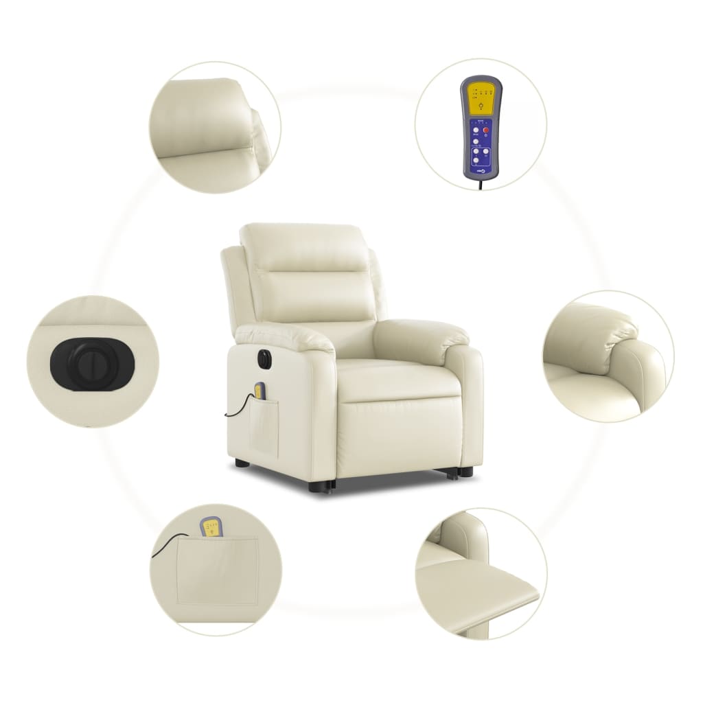 Sta-op-massagestoel elektrisch kunstleer crèmekleurig is nu te koop bij PeponiXL, paradijselijk wonen!