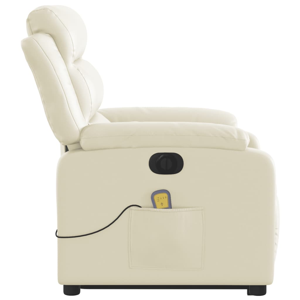 Sta-op-massagestoel elektrisch kunstleer crèmekleurig is nu te koop bij PeponiXL, paradijselijk wonen!