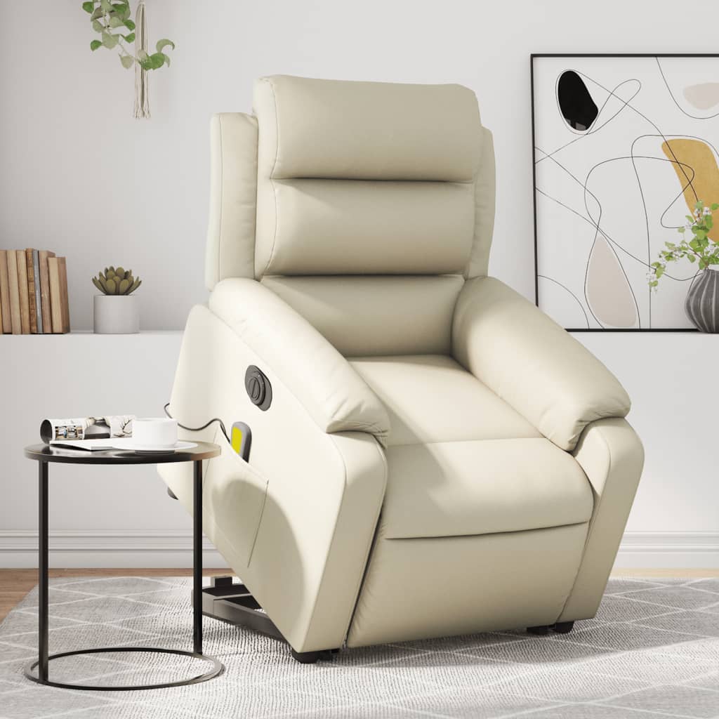 Sta-op-massagestoel elektrisch kunstleer crèmekleurig is nu te koop bij PeponiXL, paradijselijk wonen!