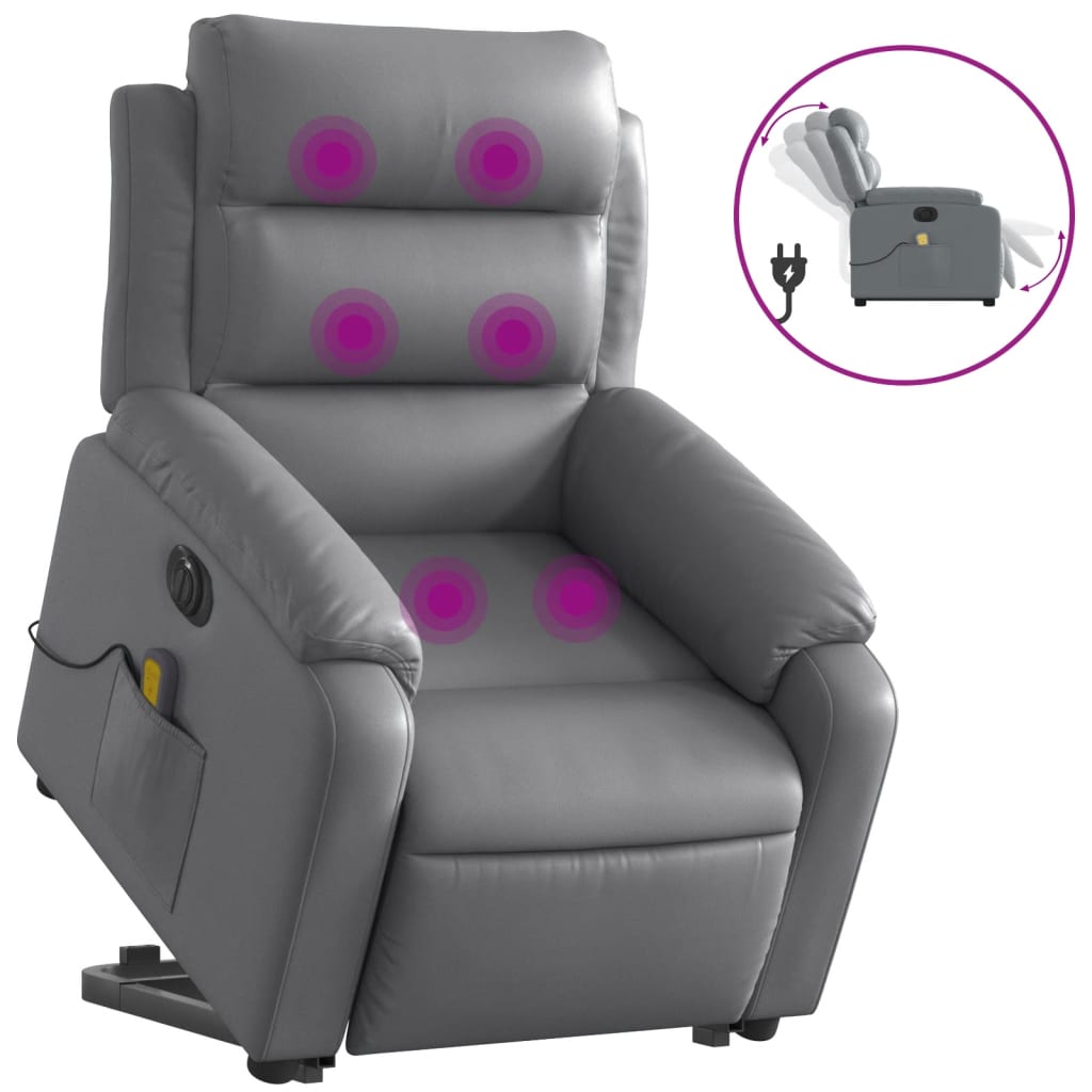 Sta-op-massagestoel elektrisch kunstleer grijs is nu te koop bij PeponiXL, paradijselijk wonen!