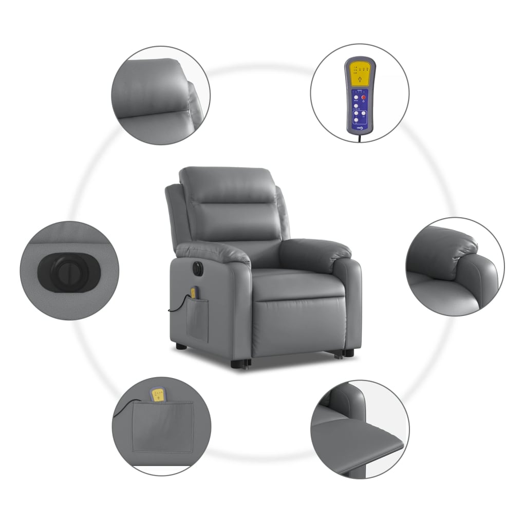 Sta-op-massagestoel elektrisch kunstleer grijs is nu te koop bij PeponiXL, paradijselijk wonen!