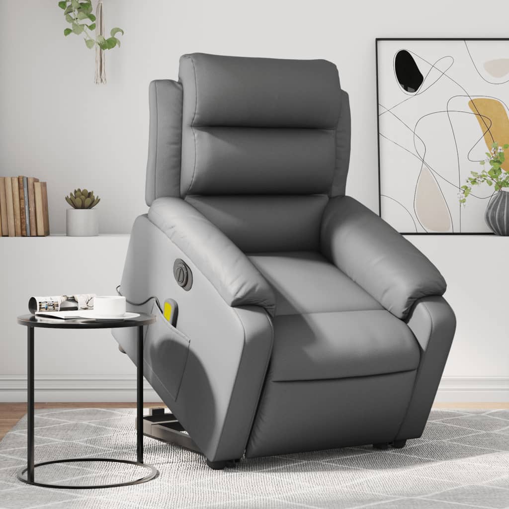 Sta-op-massagestoel elektrisch kunstleer grijs is nu te koop bij PeponiXL, paradijselijk wonen!