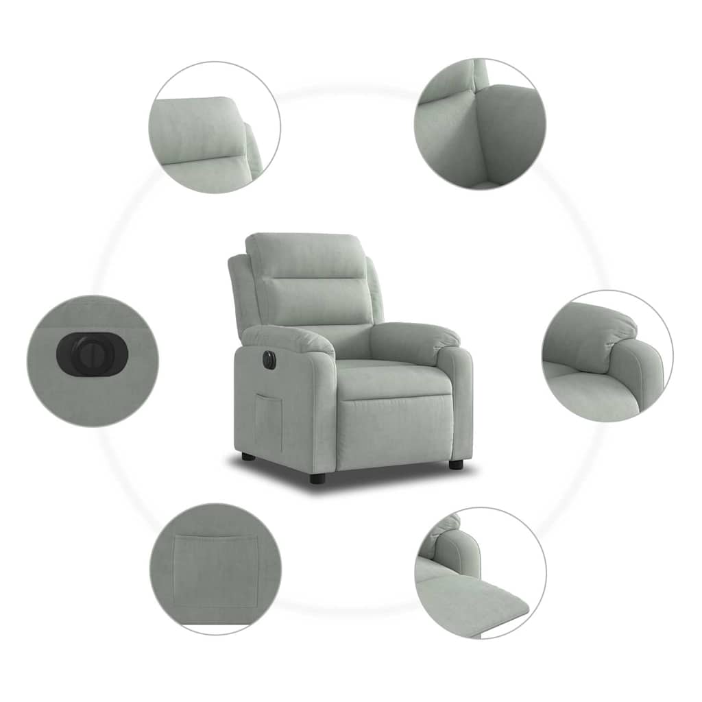 Fauteuil elektrisch verstelbaar stof lichtgrijs
