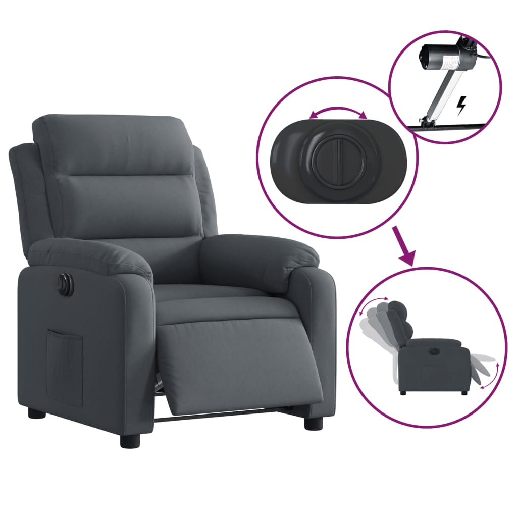 Fauteuil elektrisch verstelbaar stof donkergrijs is nu te koop bij PeponiXL, paradijselijk wonen!