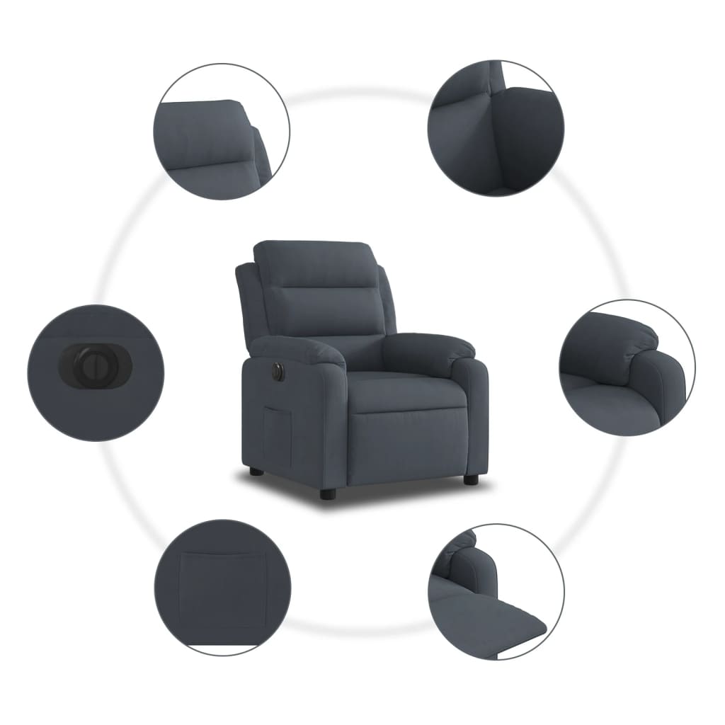 Fauteuil elektrisch verstelbaar stof donkergrijs is nu te koop bij PeponiXL, paradijselijk wonen!