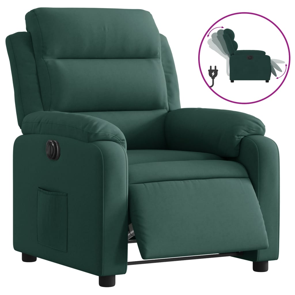 Fauteuil verstelbaar elektrisch stof donkergroen is nu te koop bij PeponiXL, paradijselijk wonen!