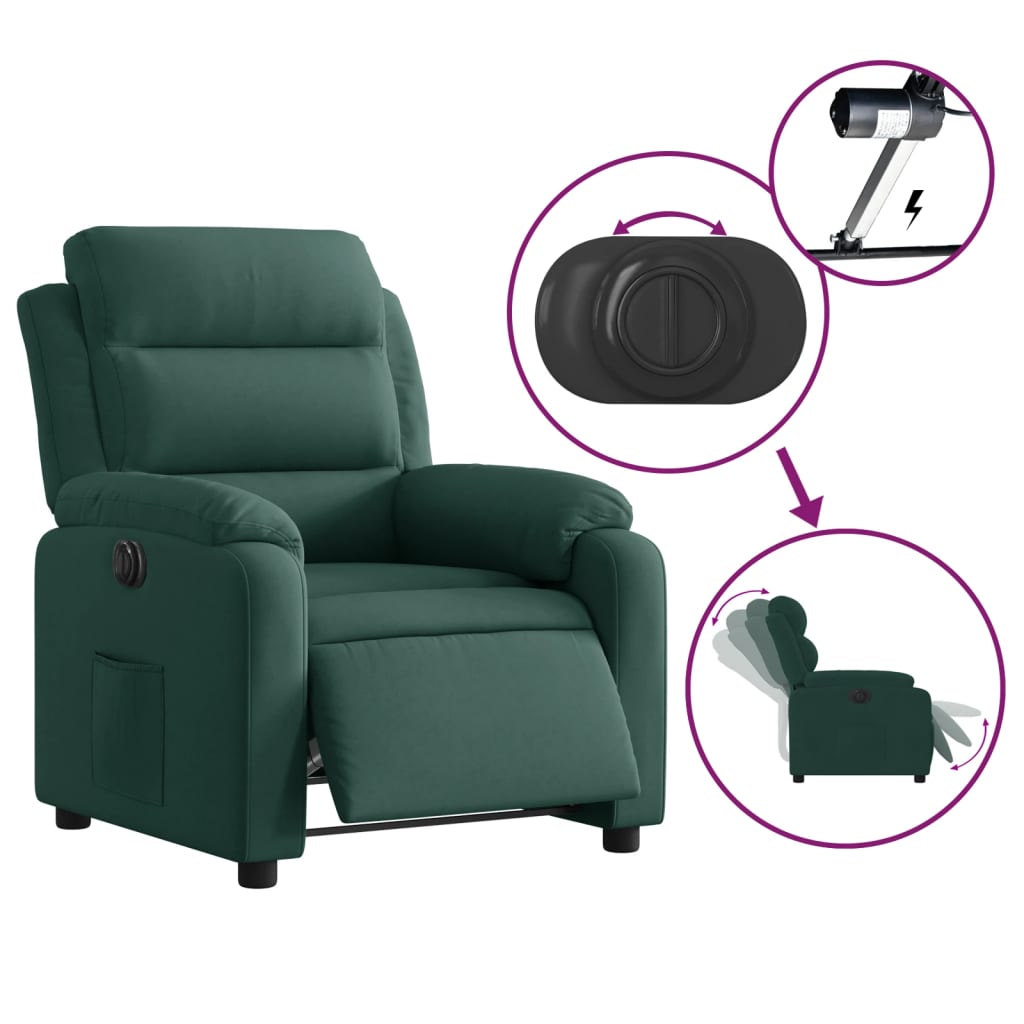 Fauteuil verstelbaar elektrisch stof donkergroen is nu te koop bij PeponiXL, paradijselijk wonen!