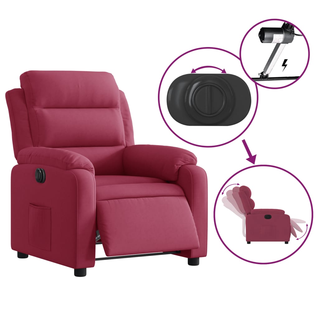 Fauteuil verstelbaar elektrisch stof wijnrood is nu te koop bij PeponiXL, paradijselijk wonen!