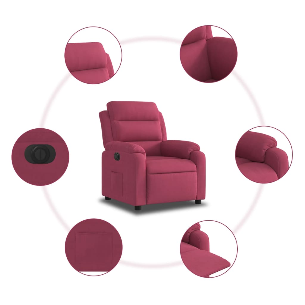 Fauteuil verstelbaar elektrisch stof wijnrood is nu te koop bij PeponiXL, paradijselijk wonen!