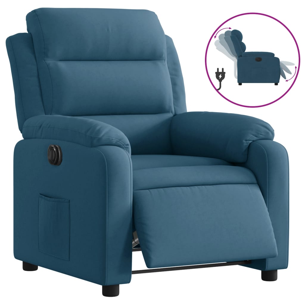 Fauteuil elektrisch verstelbaar fluweel blauw is nu te koop bij PeponiXL, paradijselijk wonen!