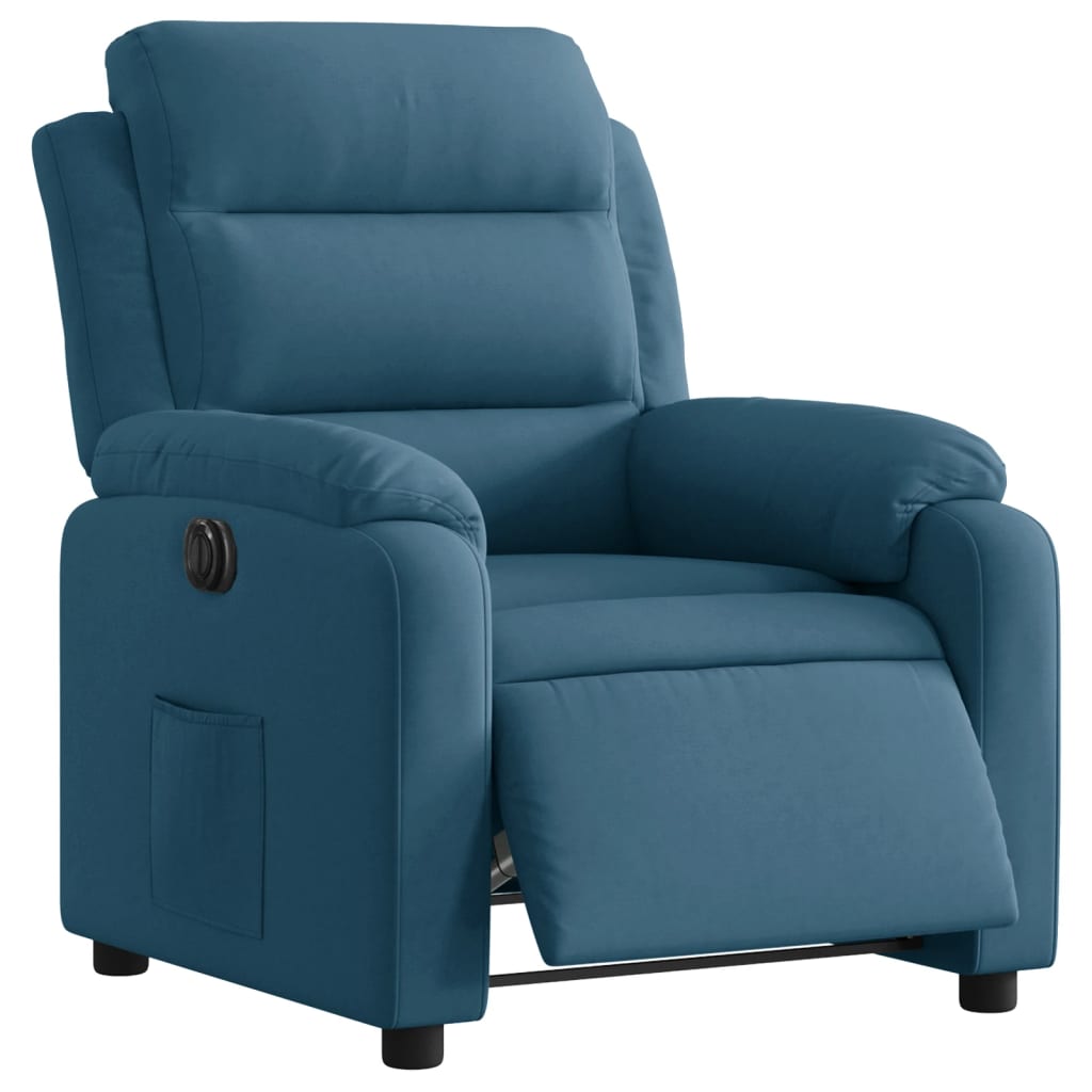 Fauteuil elektrisch verstelbaar fluweel blauw is nu te koop bij PeponiXL, paradijselijk wonen!