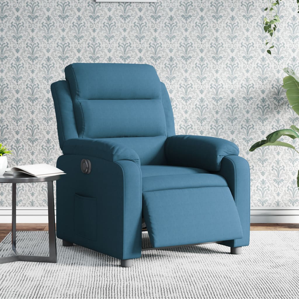 Fauteuil elektrisch verstelbaar fluweel blauw is nu te koop bij PeponiXL, paradijselijk wonen!