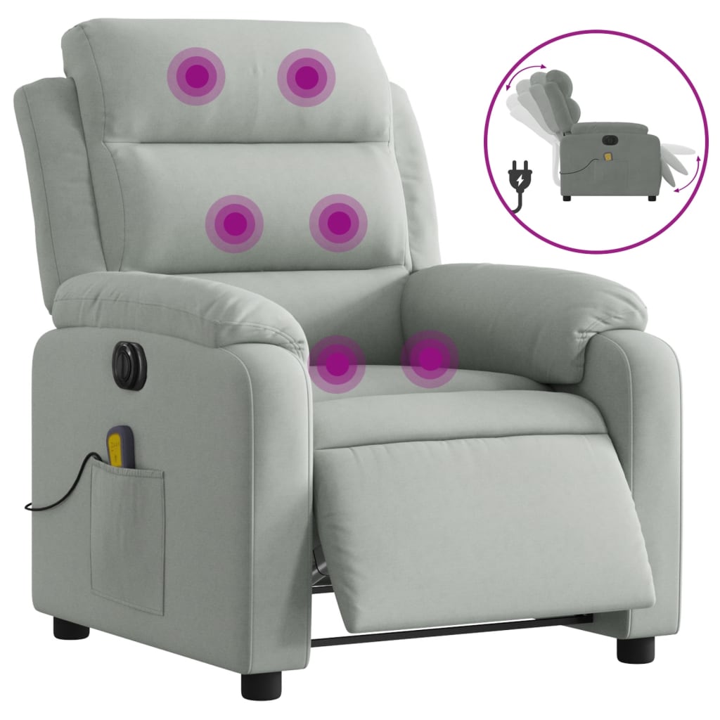 Massagestoel elektrisch verstelbaar fluweel lichtgrijs is nu te koop bij PeponiXL, paradijselijk wonen!