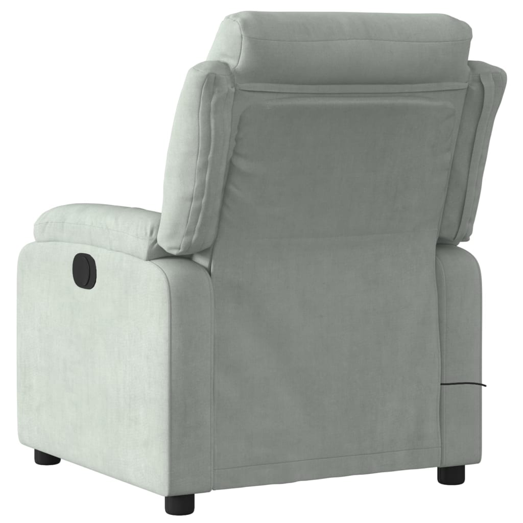 Massagestoel elektrisch verstelbaar fluweel lichtgrijs is nu te koop bij PeponiXL, paradijselijk wonen!