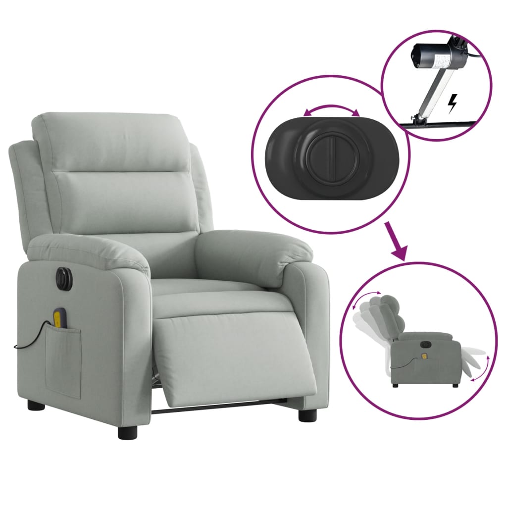 Massagestoel elektrisch verstelbaar fluweel lichtgrijs is nu te koop bij PeponiXL, paradijselijk wonen!