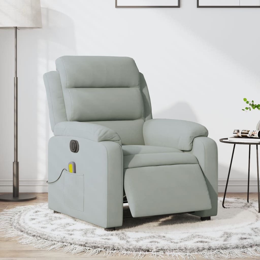 Massagestoel elektrisch verstelbaar fluweel lichtgrijs is nu te koop bij PeponiXL, paradijselijk wonen!