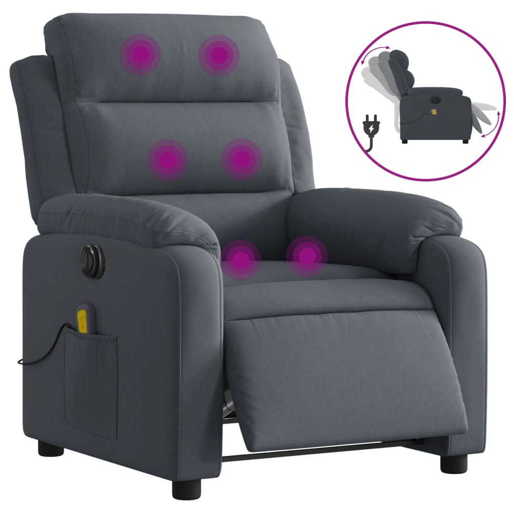 Massagestoel elektrisch verstelbaar fluweel donkergrijs is nu te koop bij PeponiXL, paradijselijk wonen!