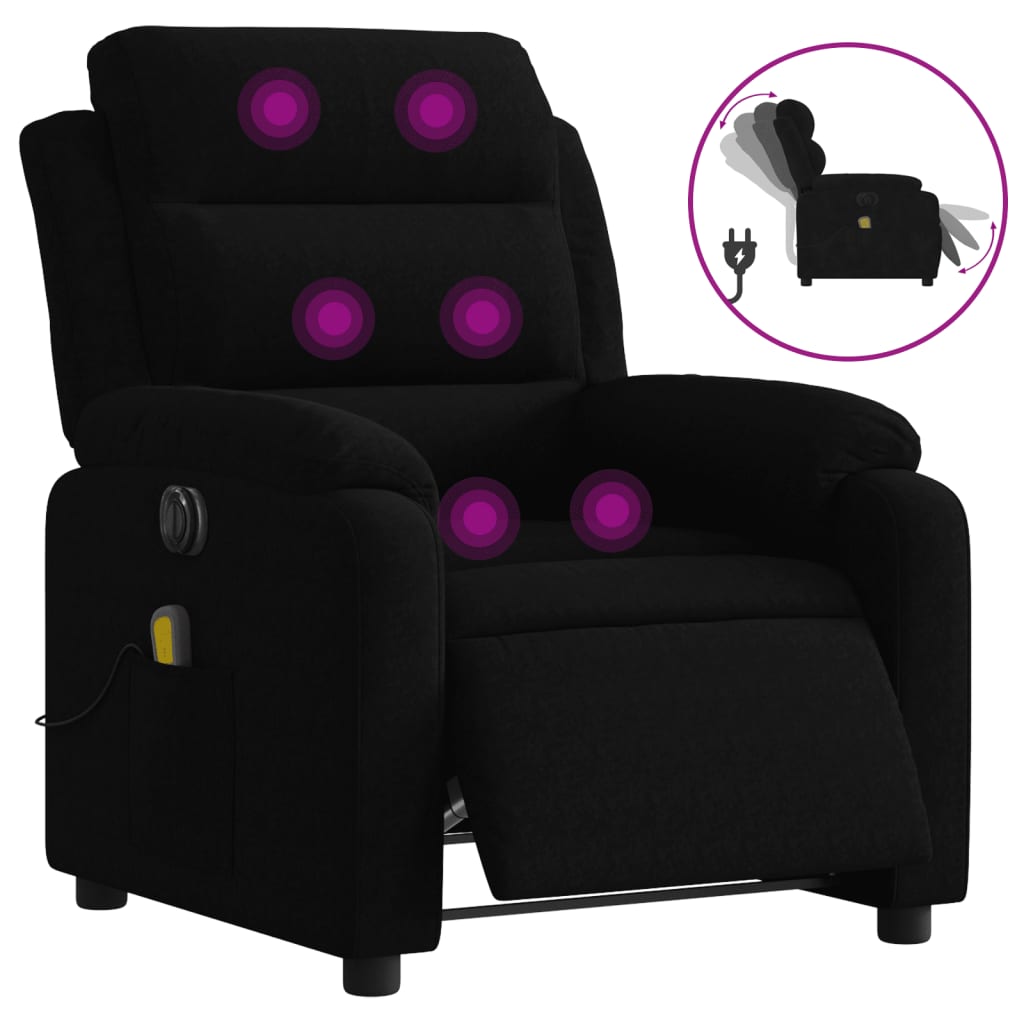 Massagestoel elektrisch verstelbaar fluweel zwart is nu te koop bij PeponiXL, paradijselijk wonen!