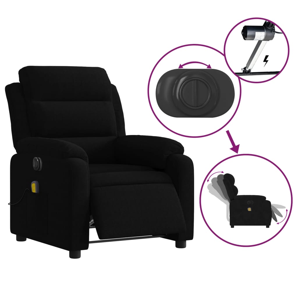 Massagestoel elektrisch verstelbaar fluweel zwart is nu te koop bij PeponiXL, paradijselijk wonen!