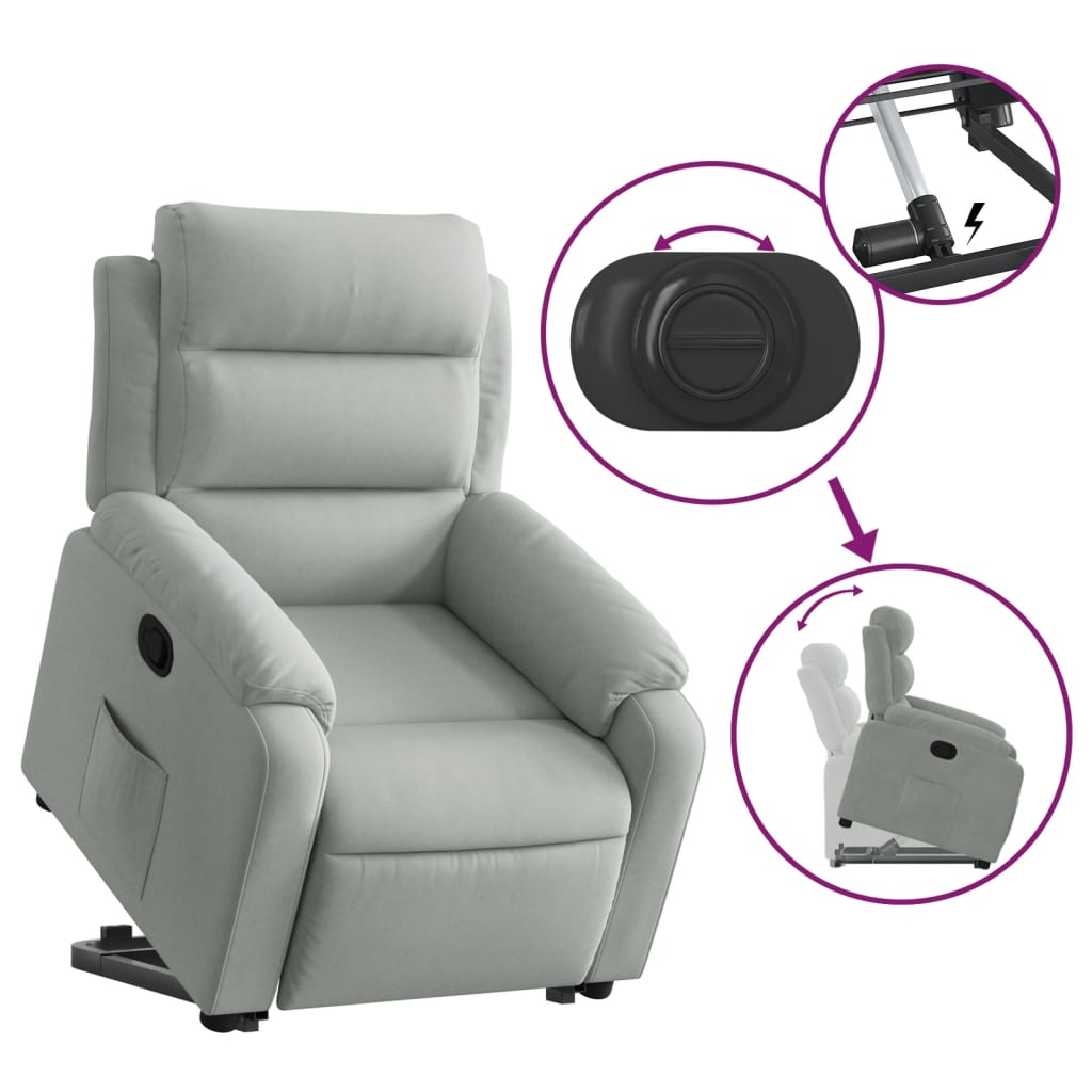 Sta-op-stoel verstelbaar fluweel lichtgrijs is nu te koop bij PeponiXL, paradijselijk wonen!