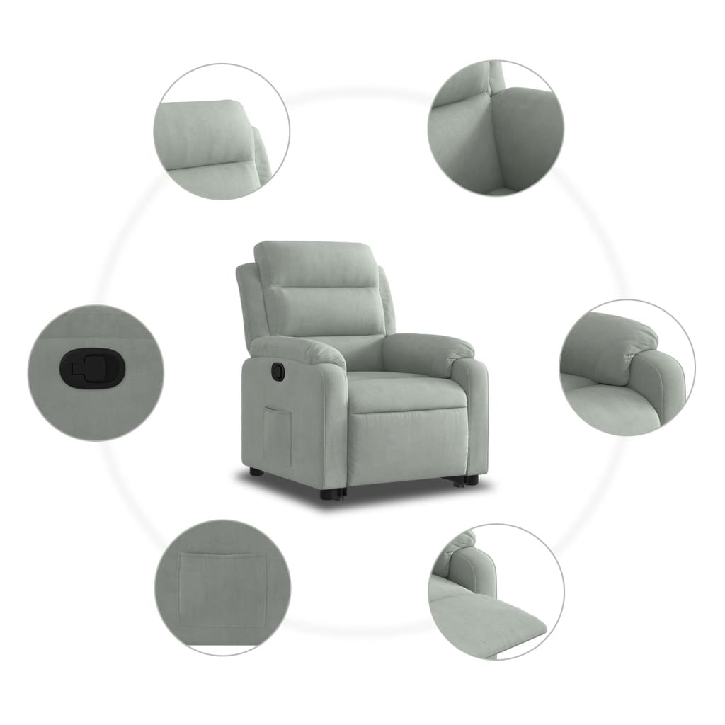 Sta-op-stoel verstelbaar fluweel lichtgrijs is nu te koop bij PeponiXL, paradijselijk wonen!