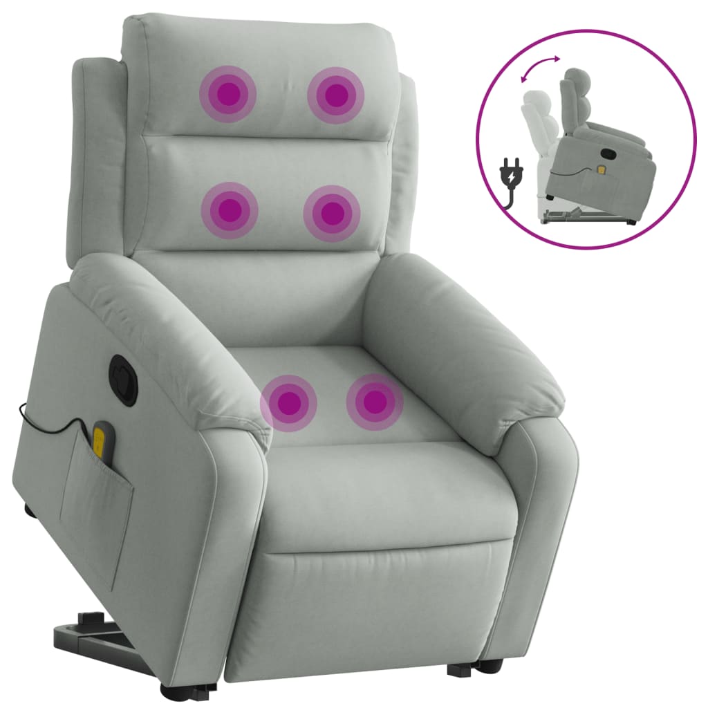 Sta-op-massagestoel verstelbaar fluweel lichtgrijs is nu te koop bij PeponiXL, paradijselijk wonen!