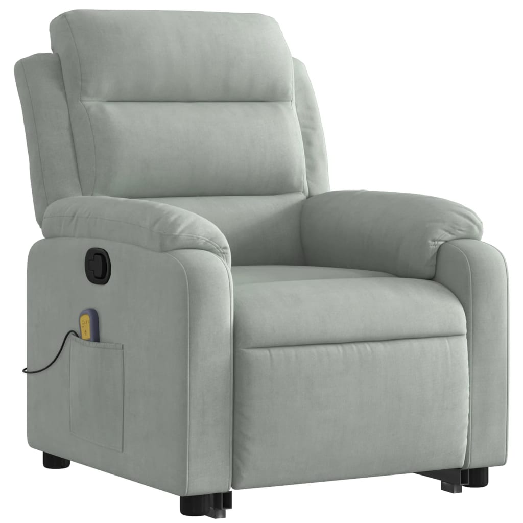 Sta-op-massagestoel verstelbaar fluweel lichtgrijs is nu te koop bij PeponiXL, paradijselijk wonen!