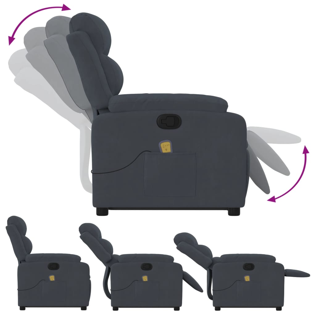 Sta-op-massagestoel verstelbaar fluweel donkergrijs is nu te koop bij PeponiXL, paradijselijk wonen!