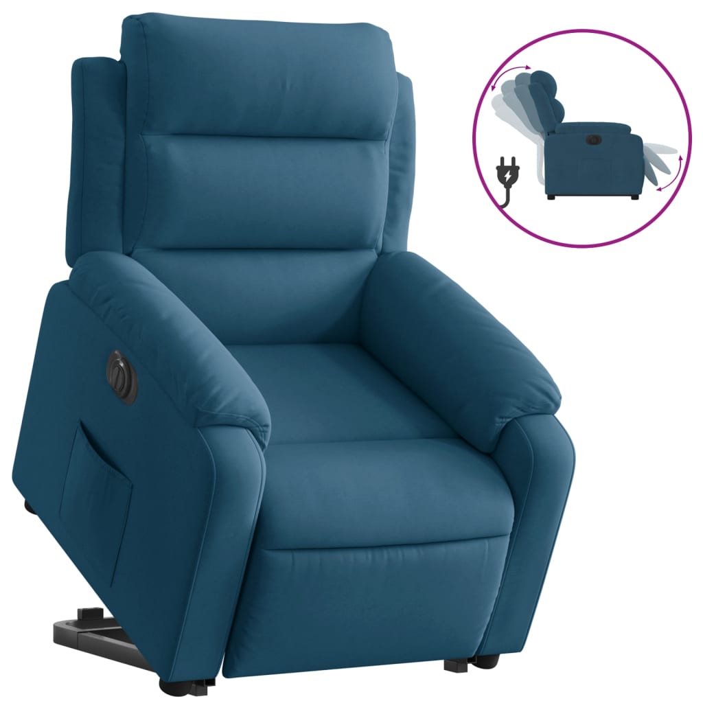 Sta-op-stoel elektrisch verstelbaar fluweel blauw is nu te koop bij PeponiXL, paradijselijk wonen!