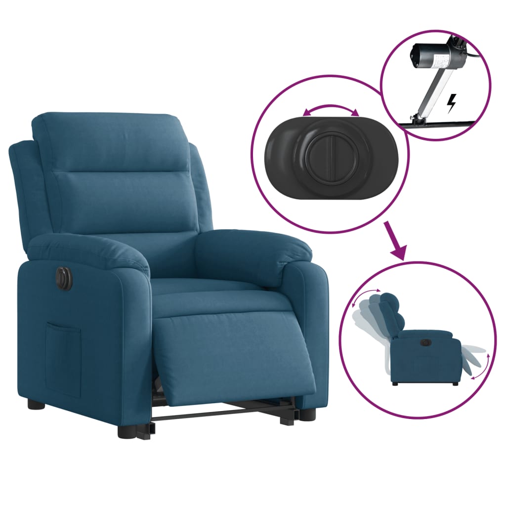 Sta-op-stoel elektrisch verstelbaar fluweel blauw is nu te koop bij PeponiXL, paradijselijk wonen!
