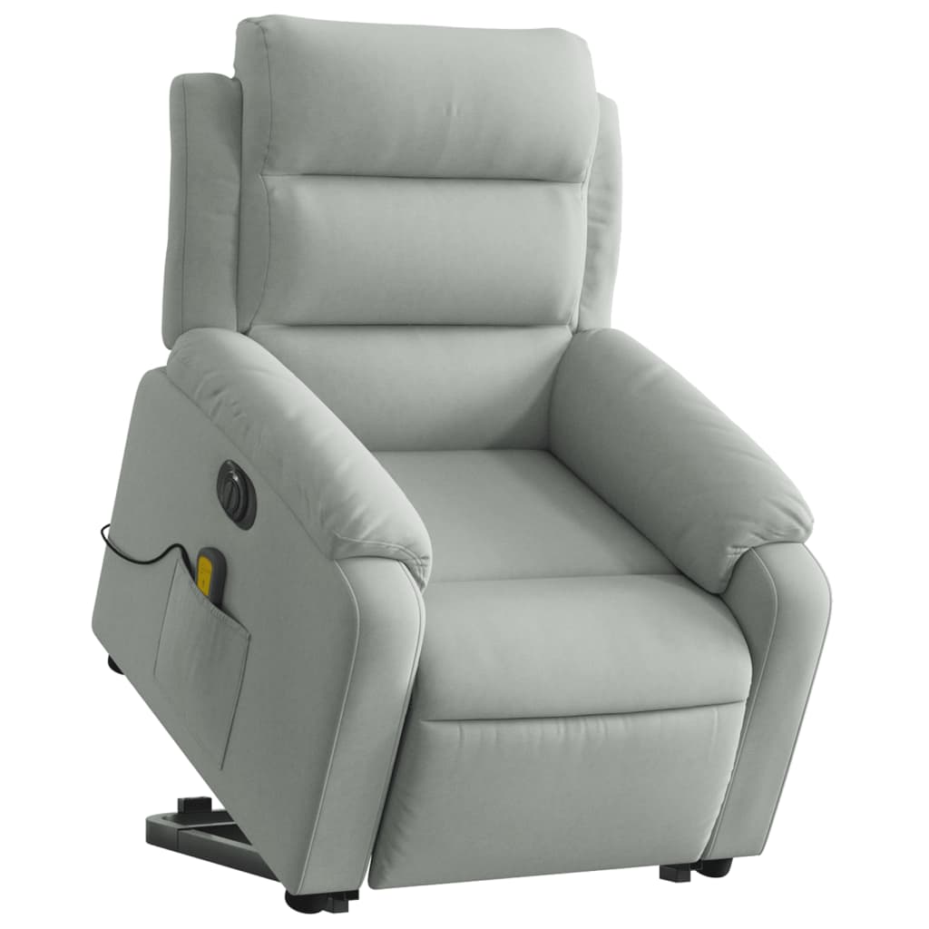 Sta-op-massagestoel elektrisch verstelbaar fluweel lichtgrijs is nu te koop bij PeponiXL, paradijselijk wonen!