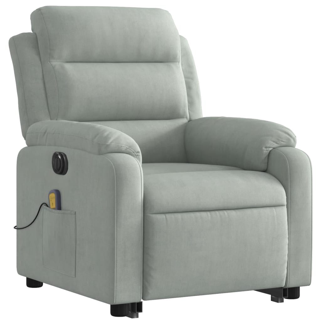Sta-op-massagestoel elektrisch verstelbaar fluweel lichtgrijs is nu te koop bij PeponiXL, paradijselijk wonen!