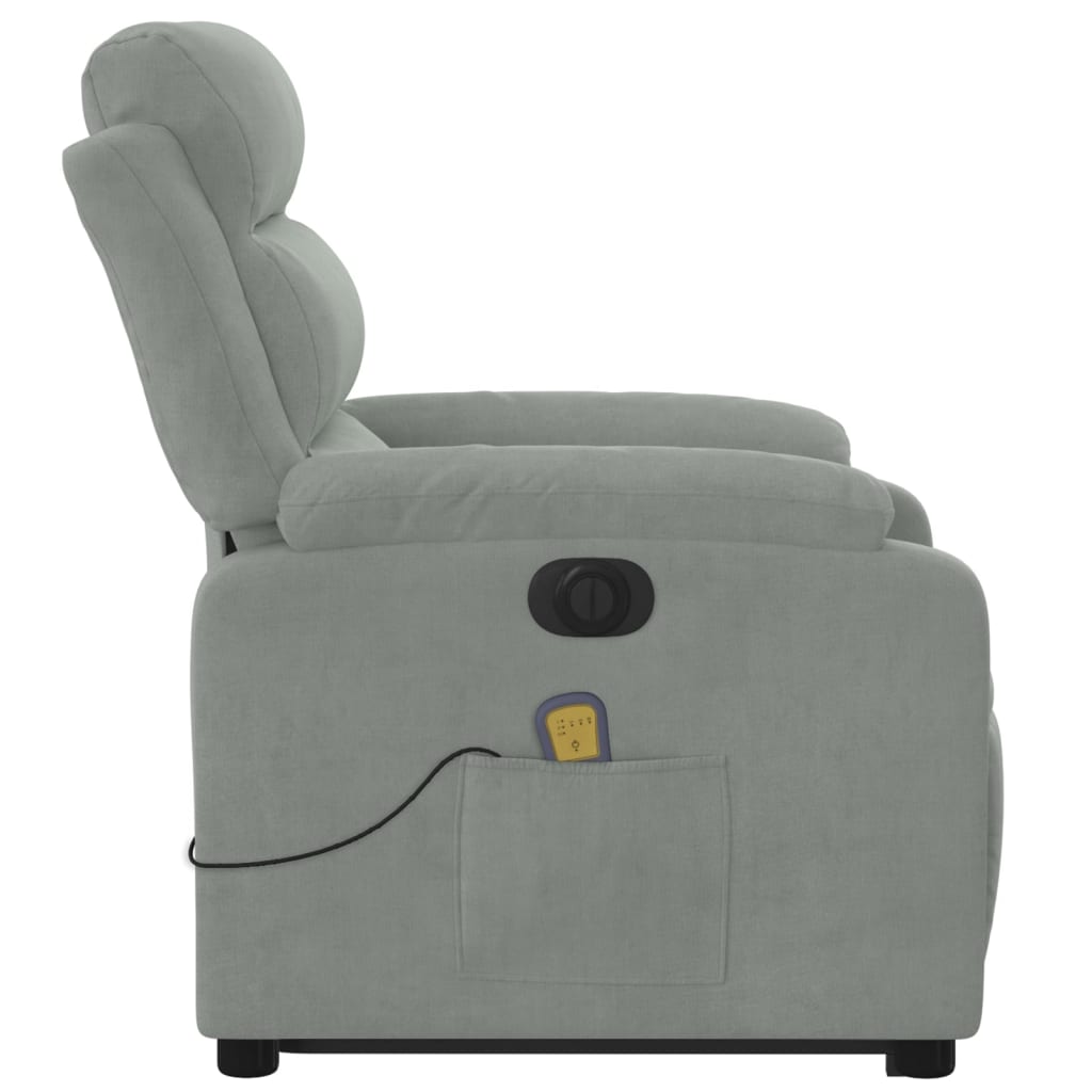 Sta-op-massagestoel elektrisch verstelbaar fluweel lichtgrijs is nu te koop bij PeponiXL, paradijselijk wonen!