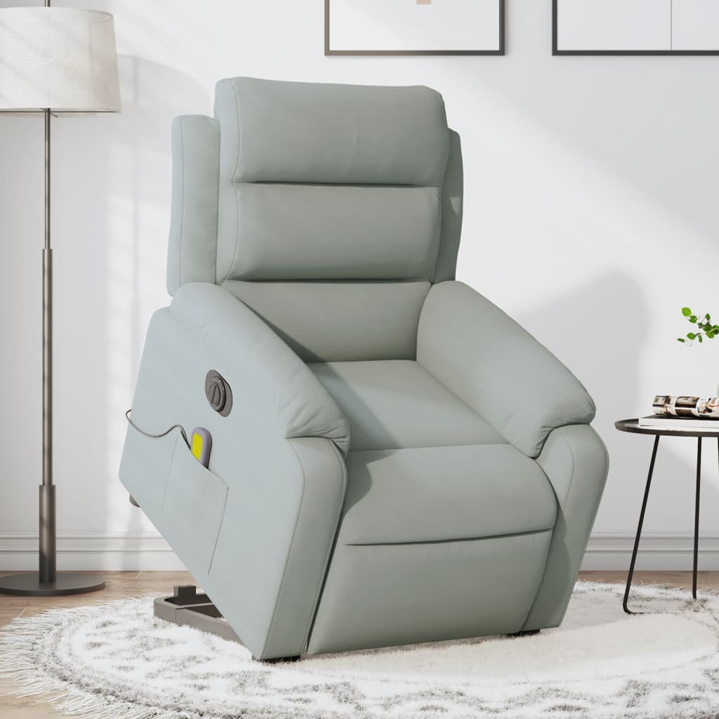 Sta-op-massagestoel elektrisch verstelbaar fluweel lichtgrijs is nu te koop bij PeponiXL, paradijselijk wonen!