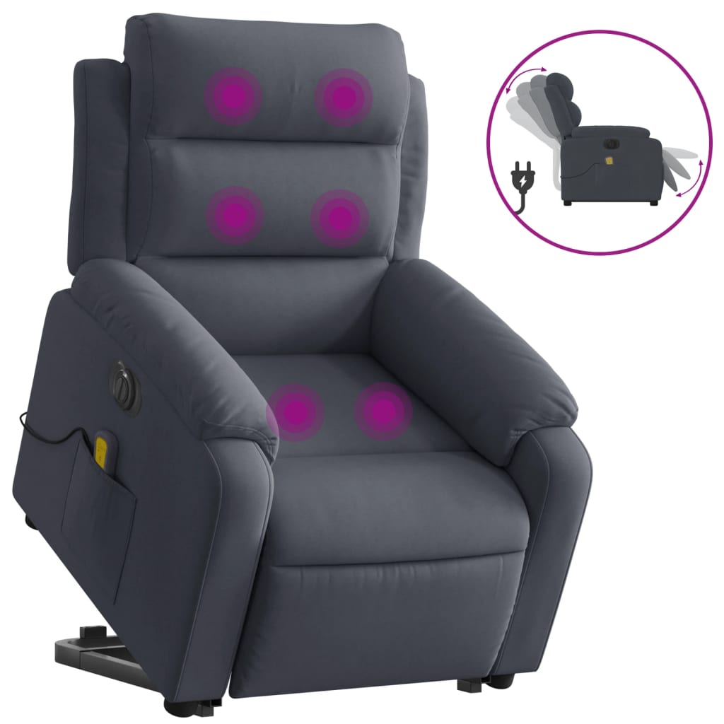 Sta-op-massagestoel elektrisch verstelbaar fluweel donkergrijs is nu te koop bij PeponiXL, paradijselijk wonen!