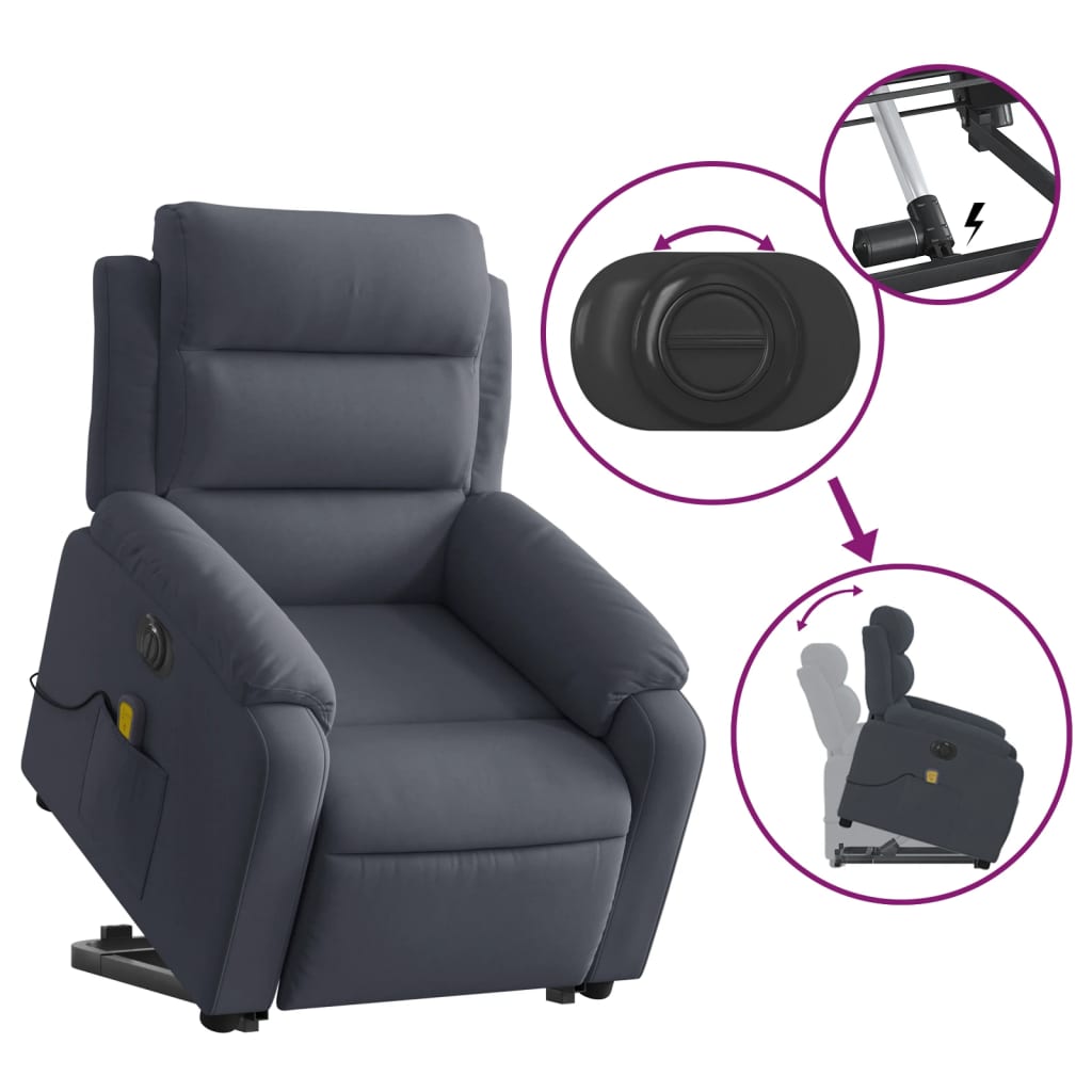 Sta-op-massagestoel elektrisch verstelbaar fluweel donkergrijs is nu te koop bij PeponiXL, paradijselijk wonen!