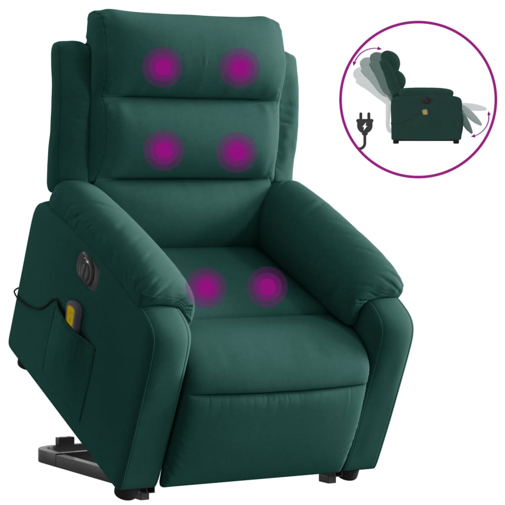 Sta-op-massagestoel elektrisch verstelbaar fluweel donkergroen is nu te koop bij PeponiXL, paradijselijk wonen!