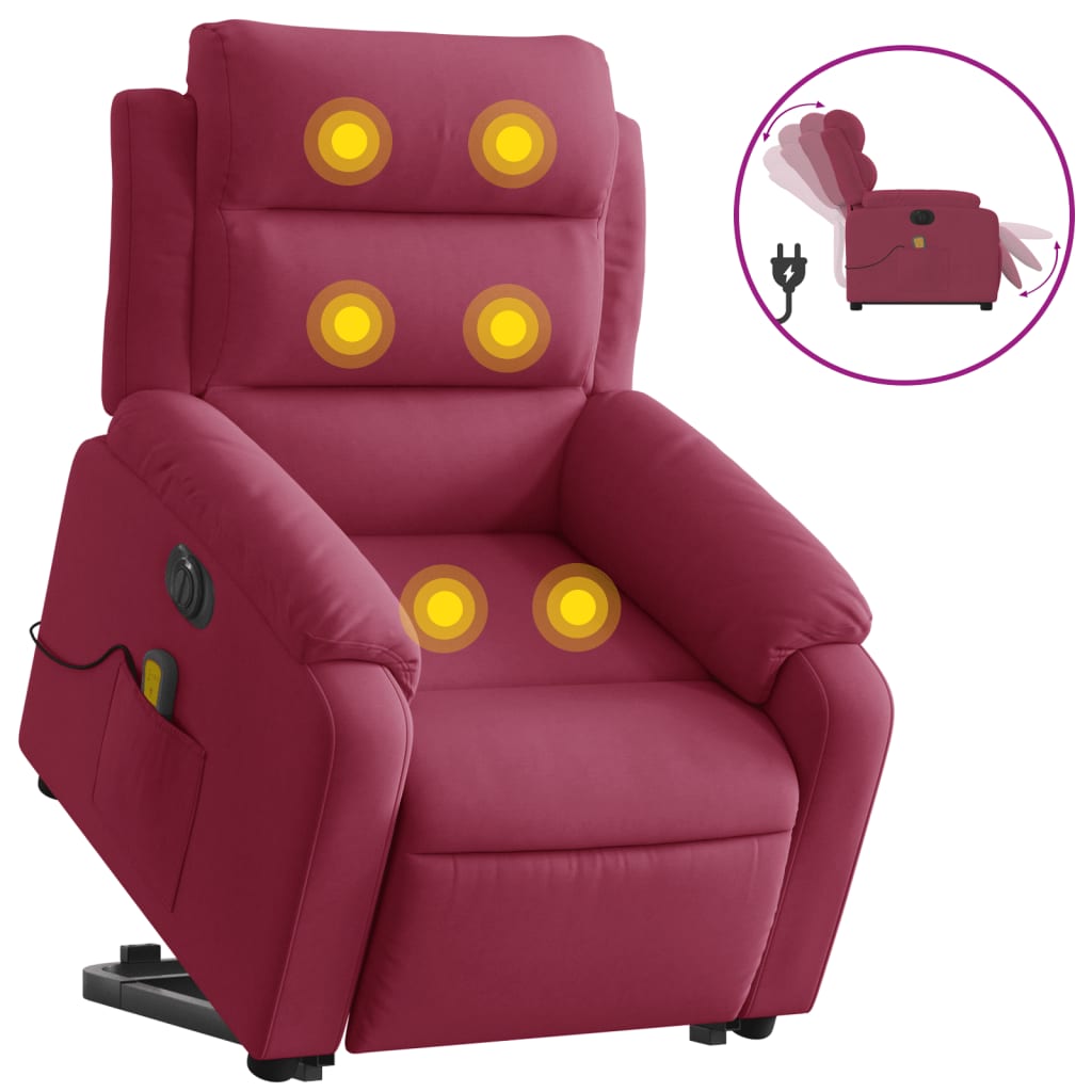 Sta-op-massagestoel elektrisch verstelbaar fluweel wijnrood is nu te koop bij PeponiXL, paradijselijk wonen!