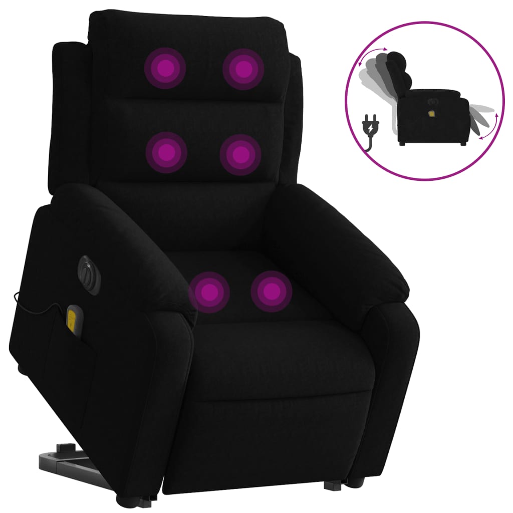 Sta-op-massagestoel elektrisch verstelbaar fluweel zwart is nu te koop bij PeponiXL, paradijselijk wonen!